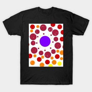 Bright Celestial Circles, Dots, Hearts, and Stars Pattern T-Shirt